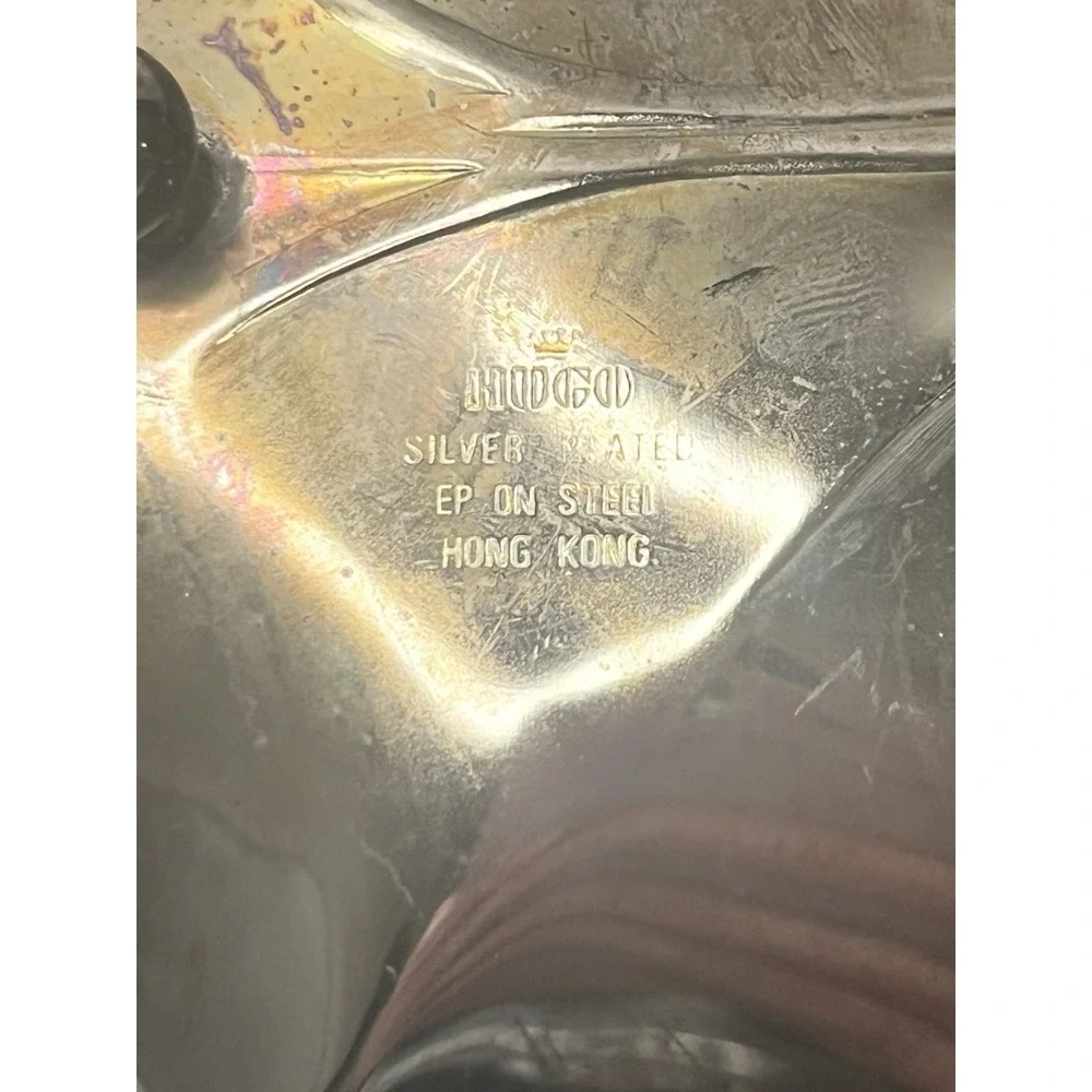 Vintage Hugo Silver Plated Leaf Shaped Tray MCM 9.5x5